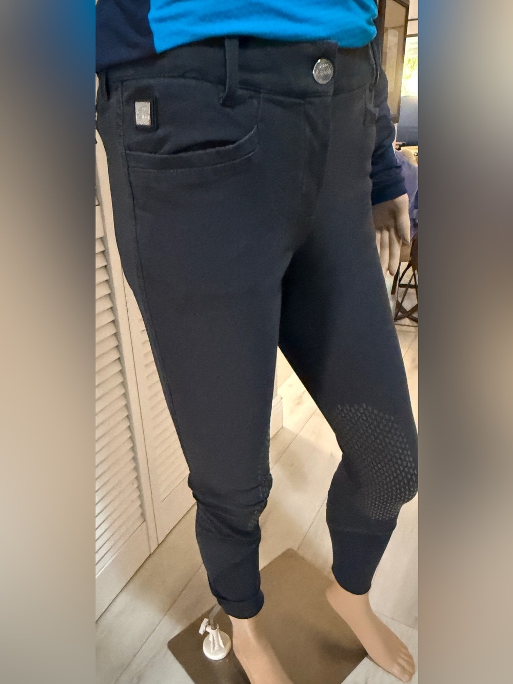 Equiline Navy Knee Patch Breeches IT 42 Fits XS 24/25 - Picture 3 of 6